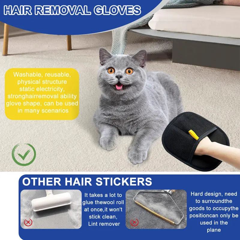 Pet Hair Removal Gloves, Electrostatic Pet Hair Remover, Reusable