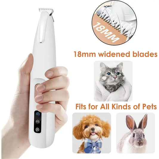 Pet Trimmer for dogs and cats, Waterproof Rechargeable Pet Shaver with LED Light