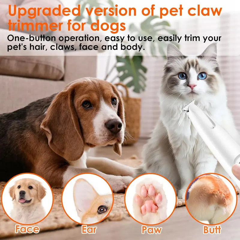 Pet Trimmer for dogs and cats, Waterproof Rechargeable Pet Shaver with LED Light