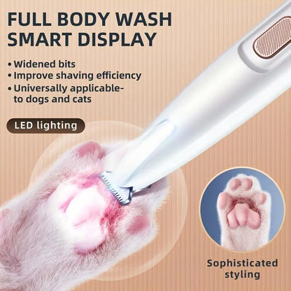 Pet Trimmer for dogs and cats, Waterproof Rechargeable Pet Shaver with LED Light
